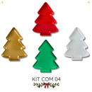 Kit 4 Bandejas Árvore de Natal – Elegância e Encanto para Sua Mesa Natalina (22x17,5 cm)
