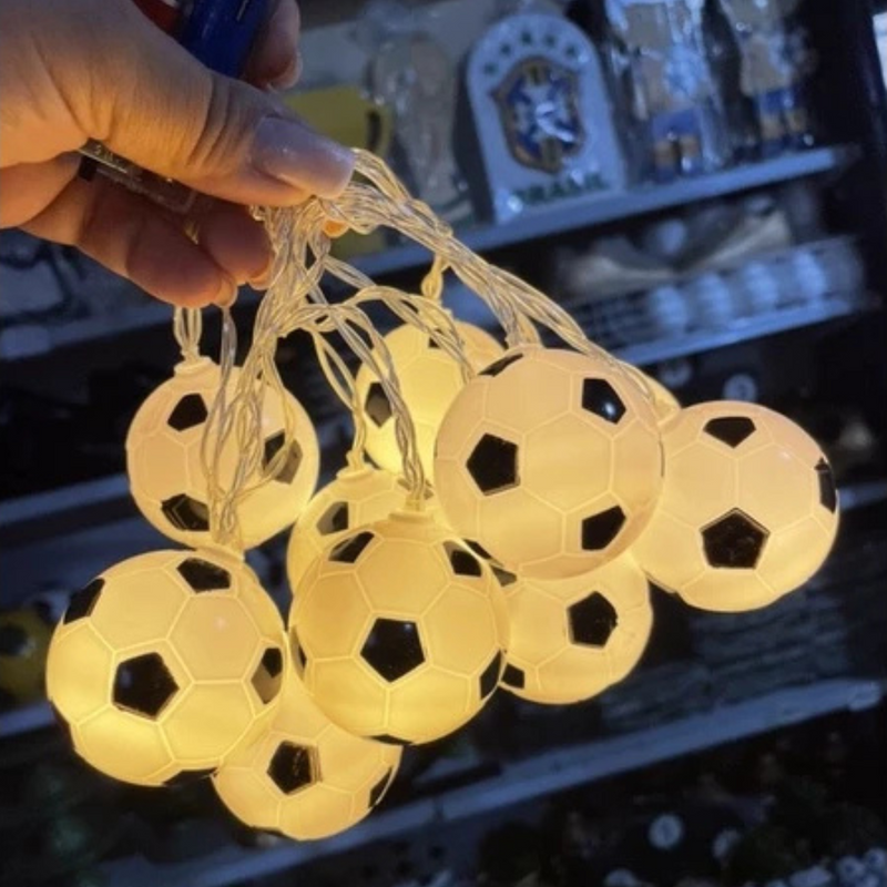 ⚽ Varal de Bolas de Futebol de LED - 5 cm cada ✨