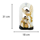 Presépio Decorativo com Arco e Anjo – Enfeite Natalino em Gesso 31x18 cm