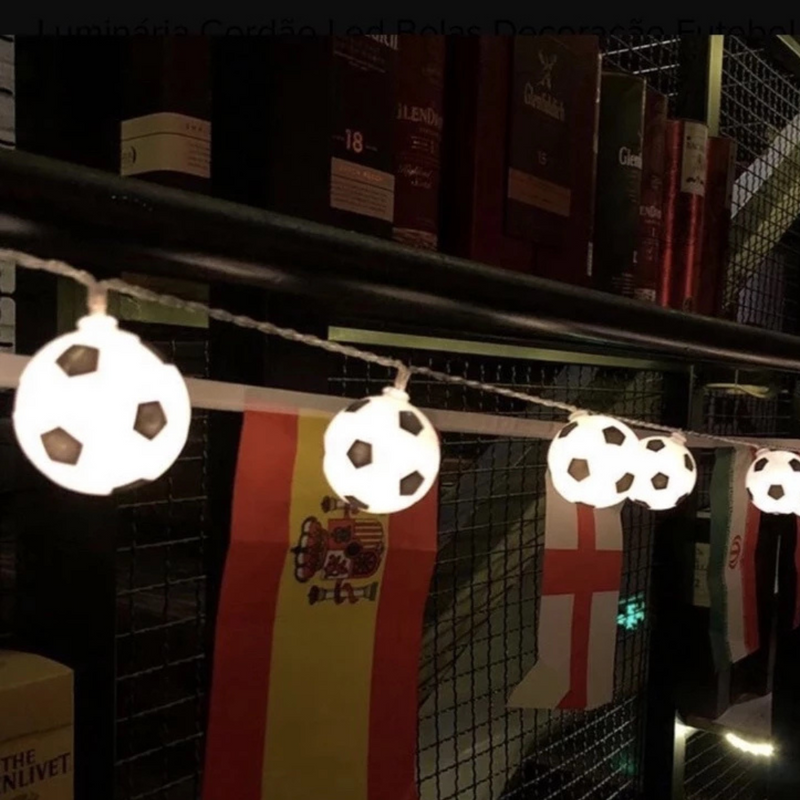 ⚽ Varal de Bolas de Futebol de LED - 5 cm cada ✨