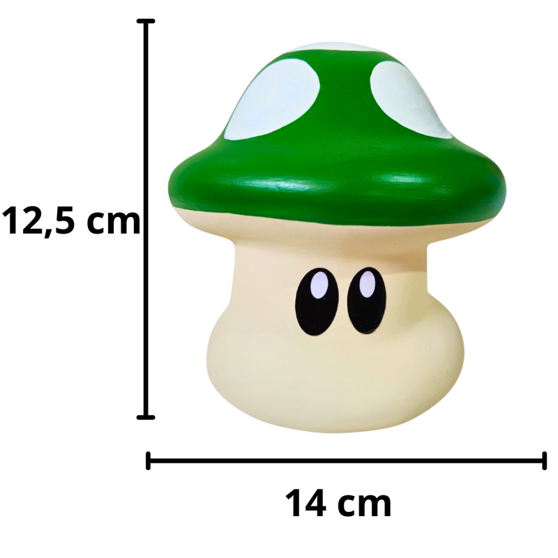 Cogumelo Vermelho e Verde De Cerâmica 12,5x14cm