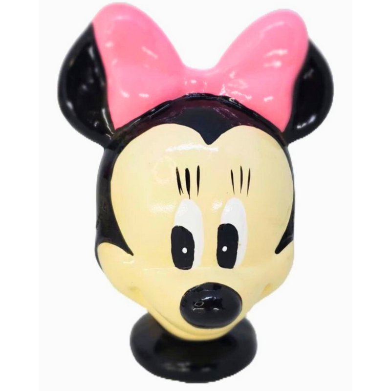 cabeça da Minnie de cerâmica com laço vermelho ou rosa