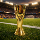 Kit Copo 18cm + Taça Troféu 15cm Plástico Dourado Tema Futebol Copa