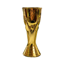 Kit Copo 18cm + Taça Troféu 15cm Plástico Dourado Tema Futebol Copa