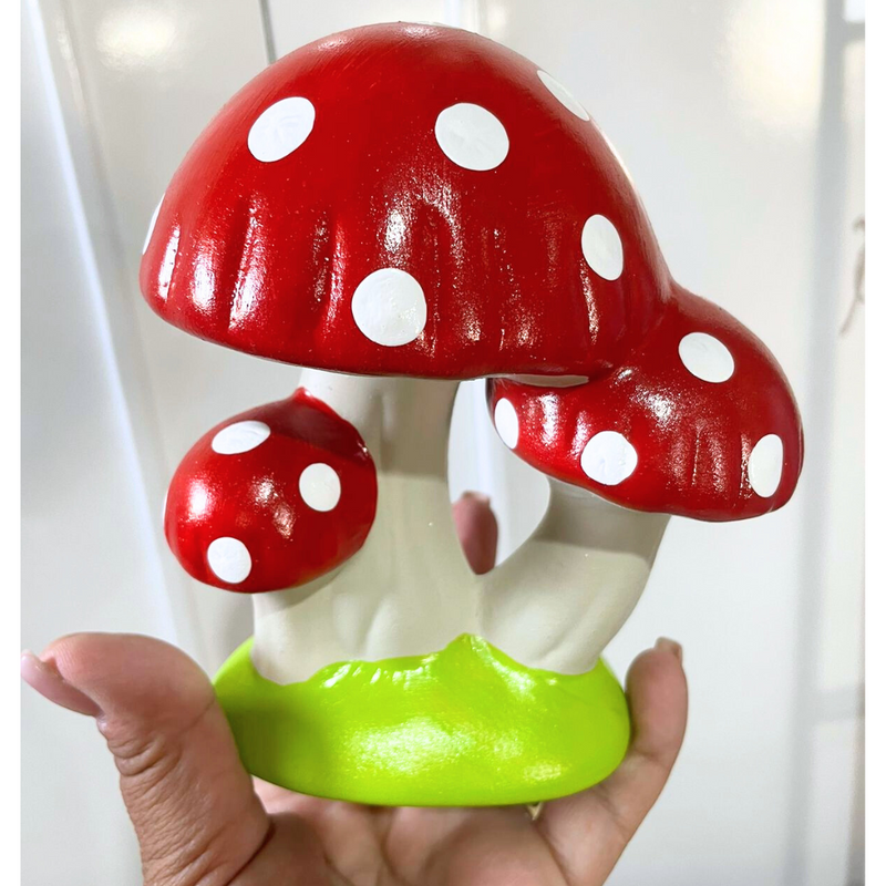 Cogumelo de cerâmica Vermelho azul rosa