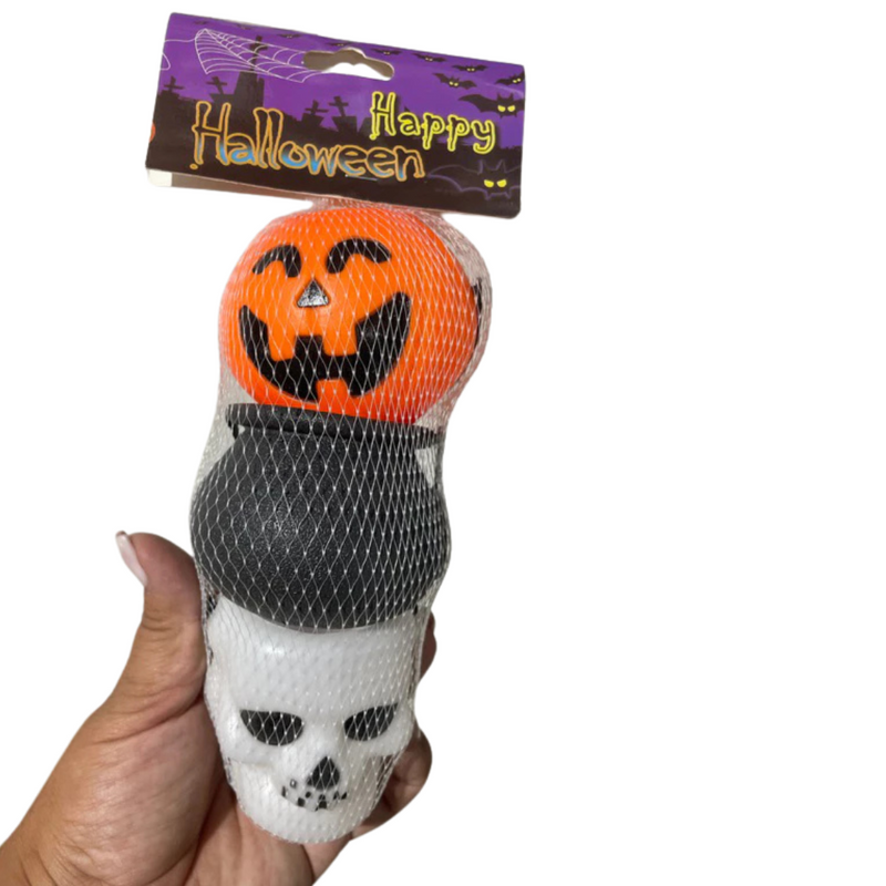 Kit 3 Halloween Abobora Barril Caveira