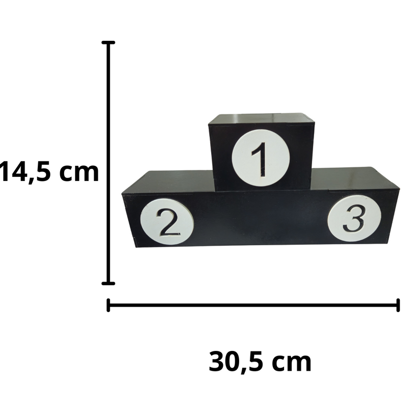 pódio de primeiro segundo e terceiro lugar 15x30cm