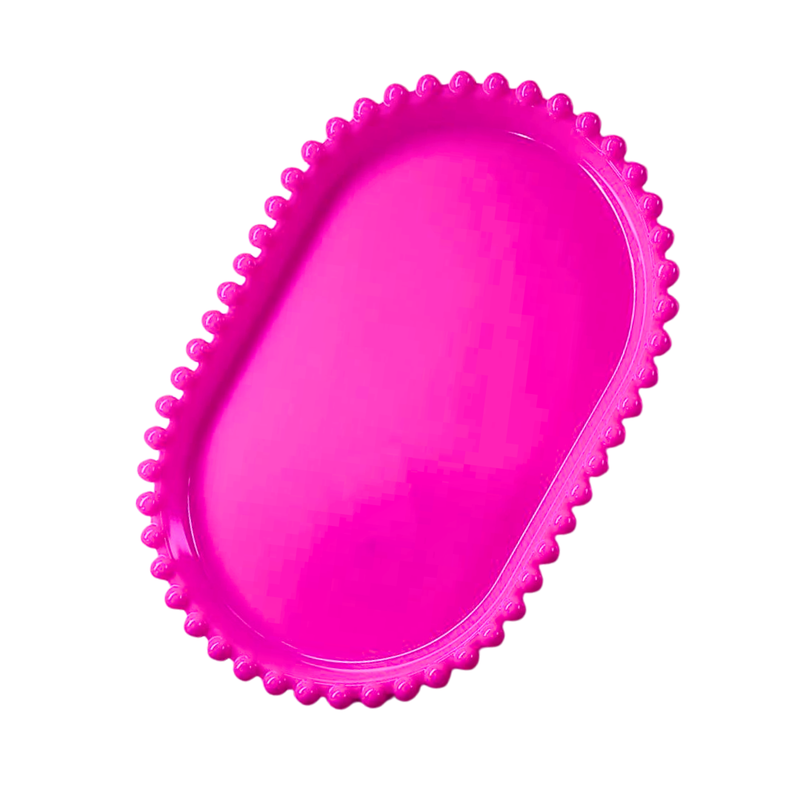 Bandeja de Plástico Borda Redonda Design Bolinhas 20x13cm