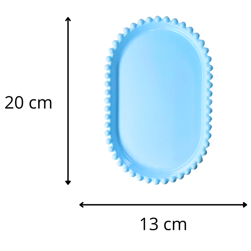Bandeja de Plástico Borda Redonda Design Bolinhas 20x13cm