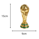 Kit Copo 18cm + Taça Troféu 15cm Plástico Dourado Tema Futebol Copa